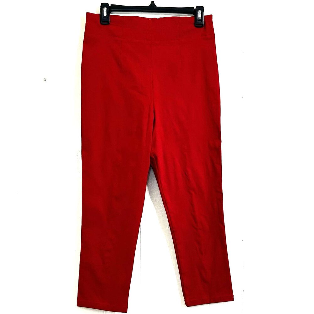 Hell Bunny Vixen Red High Waisted Skinny Ankle Pants Size Large Cropped Y2K